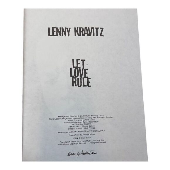1990 LET LOVE RULE Lenny Kravitz   Piano/Vocal/Guitar Songbook PaperBack - Picture 3 of 12